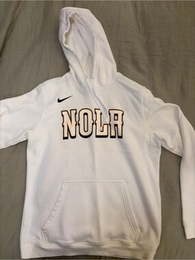 Nike New Orleans Pelicans NOLA City Edition White Hoodie Sweatshirt Medium